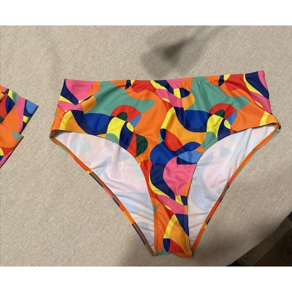 Shein Multi-Colored Geometric Two Piece Swimming Swimsuit Bathing Suit Size 3XL - Picture 6 of 10